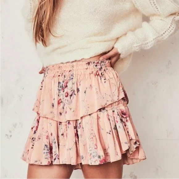 LoveShackFancy Ruffle Mini Skirt in Duchess Silk Floral - Picture 15 of 16
